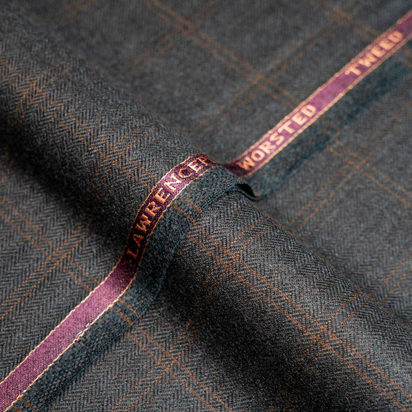 Windowpane Checks, Chocolate Brown, Wool Rich, Worsted Tweed Blazer Fabric