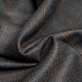 Windowpane Checks, Chocolate Brown, Wool Rich, Worsted Tweed Blazer Fabric