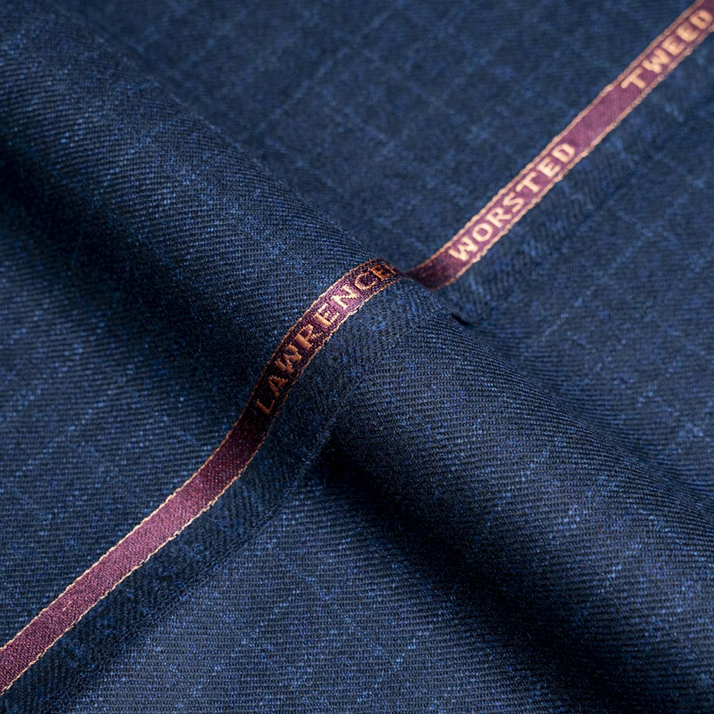 Windowpane Checks Blue , Wool Rich, Worsted Tweed Blazer Fabric