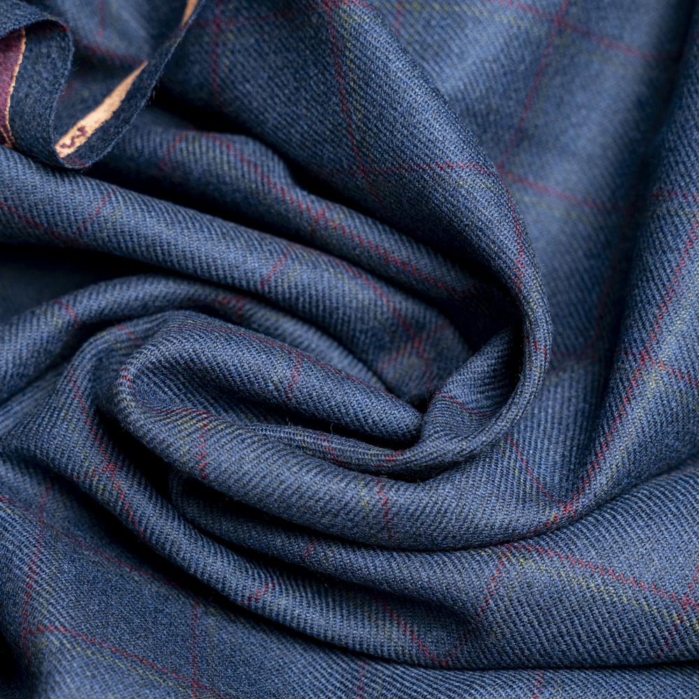 Windowpane Checks, Royal Blue, Wool Rich, Worsted Tweed Blazer Fabric
