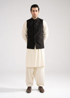 Plain-Black, Wool Blend Tropical Classic Waist Coat