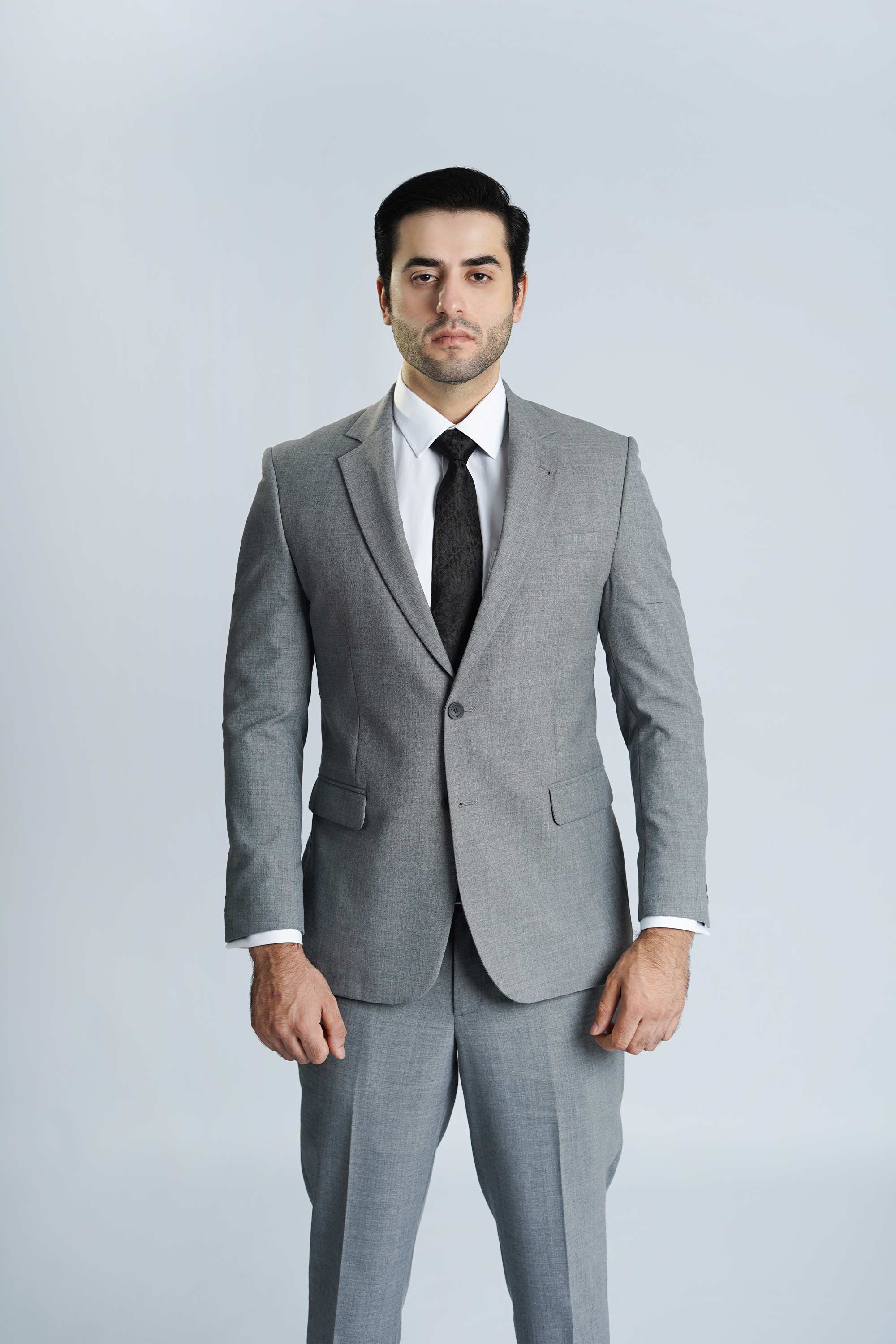 Medium Grey 2-Piece Suit - Wool Rich Tropical Classic, Men’s All Season Suit