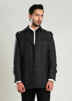 Double Jacket - Worsted Tweed Grey & Black Checks