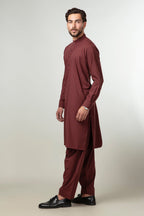 Shalwar Kameez - Cool Breeze Dark Maroon Plain