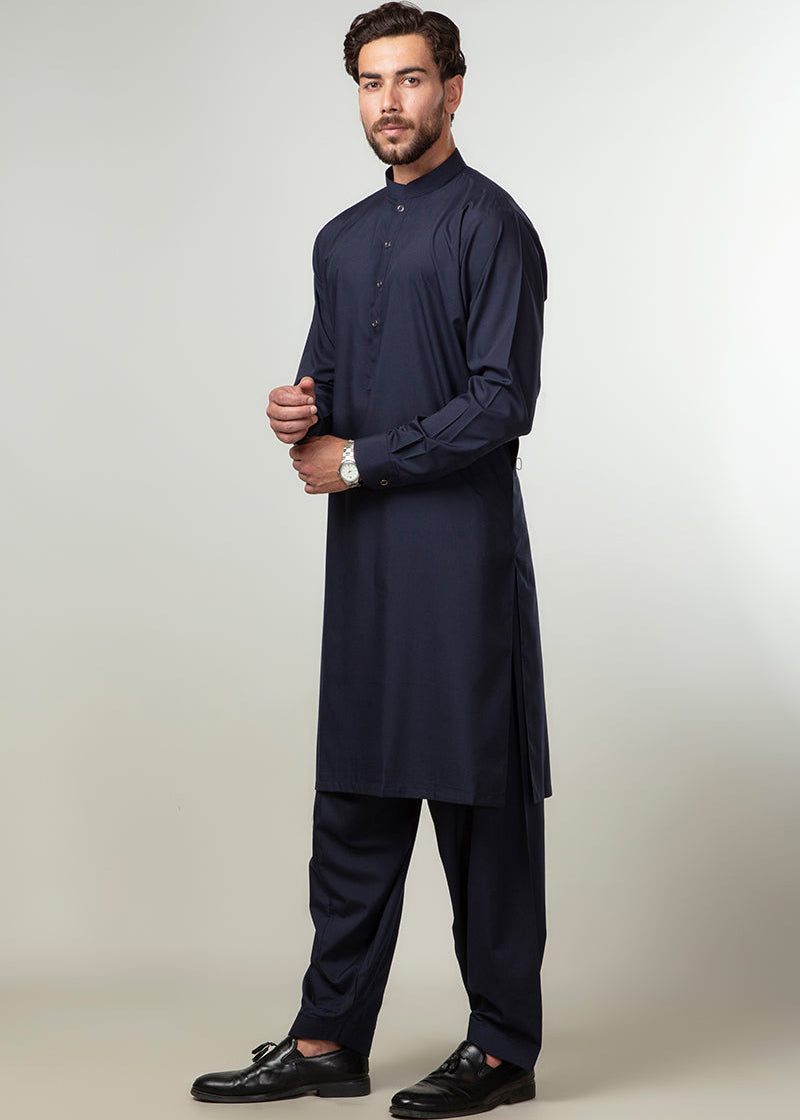 Navy Blue Plain Wash & Wear Shalwar Kameez