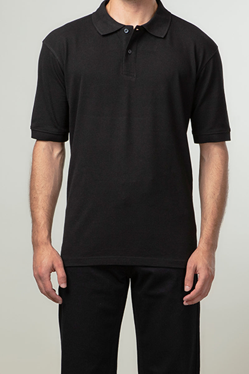 Polo Shirt - Black Single Tuck Pique