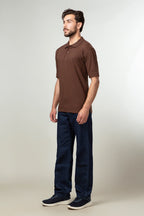 Polo Shirt - Chocolate Brown Single Tuck Pique
