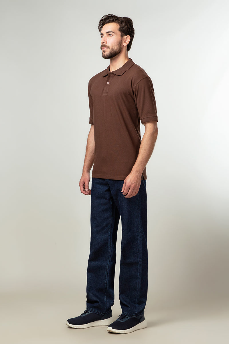 Polo Shirt - Chocolate Brown Single Tuck Pique