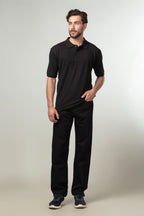 Polo Shirt - Black Single Tuck Pique