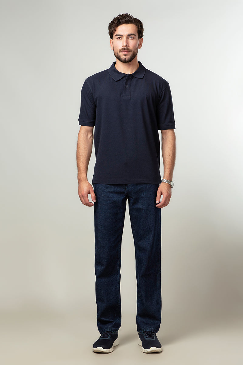 Polo Shirt - 100% Comb Cotton Navy Blue