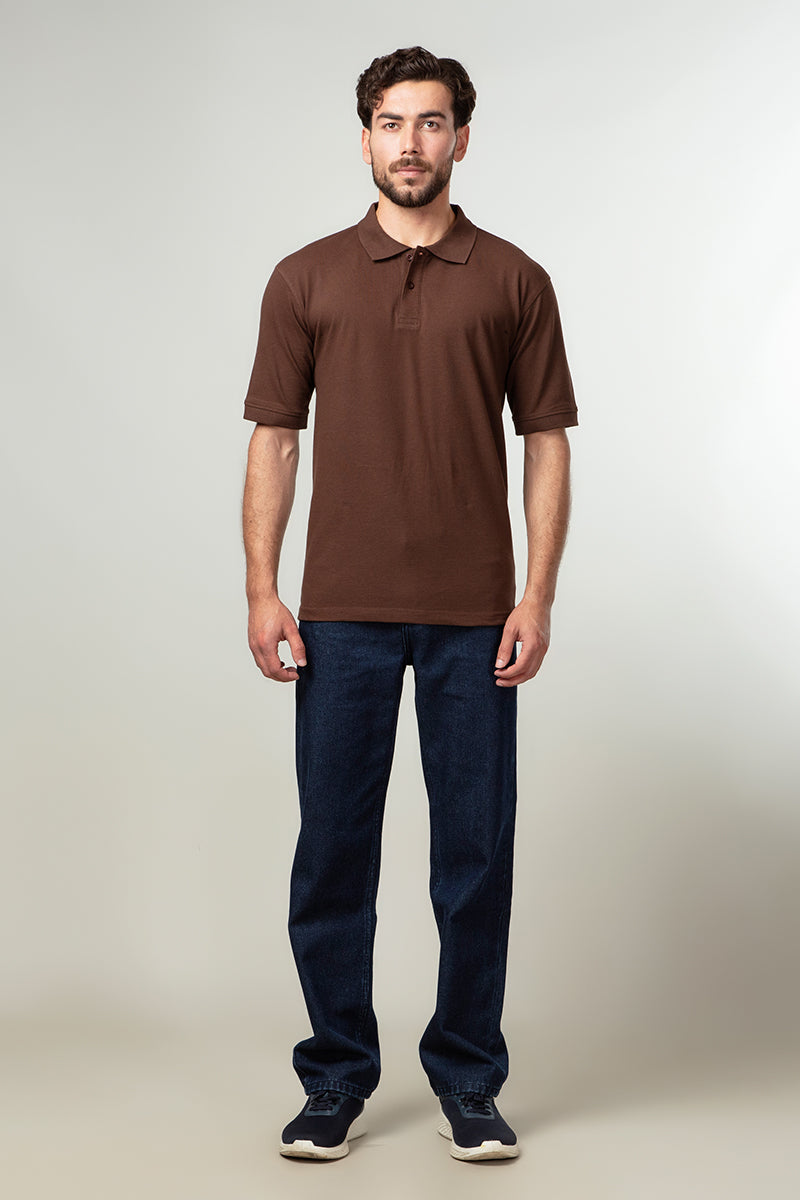 Polo Shirt - Chocolate Brown Single Tuck Pique