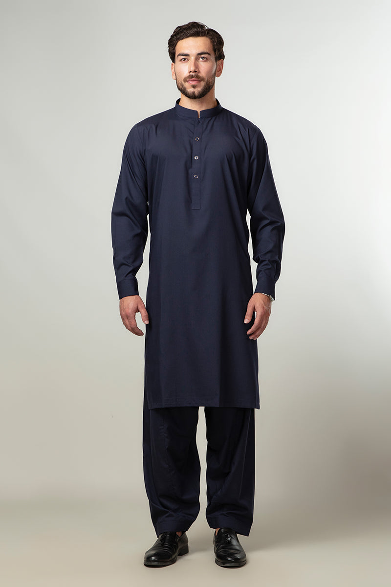 Navy Blue Plain Wash & Wear Shalwar Kameez