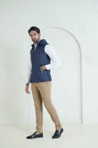 Royal Blue Windowpane Check Hoodie – Men Tweed Jacket