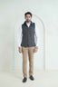 Grey Herringbone Tweed Hoodie – Men High Neck Winter Coat