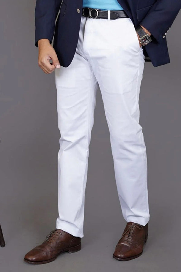 Cotton Stretch Casual Chino Pants -  White Secondary image