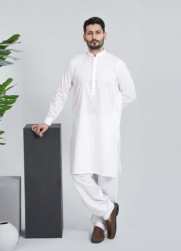 Shalwar Kameez - Indus Cotton White Plain