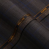 Glen Plaid Checks-Charcoal Grey, S 100s Pure Wool, Bellini Suiting Fabric