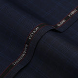 Glen Plaid Checks-Prussian Blue, Wool Blend, Estash Suiting Fabric