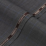 Windowpane Checks-Slate Grey, Wool Blend, Tropical Exclusive Suiting Fabric