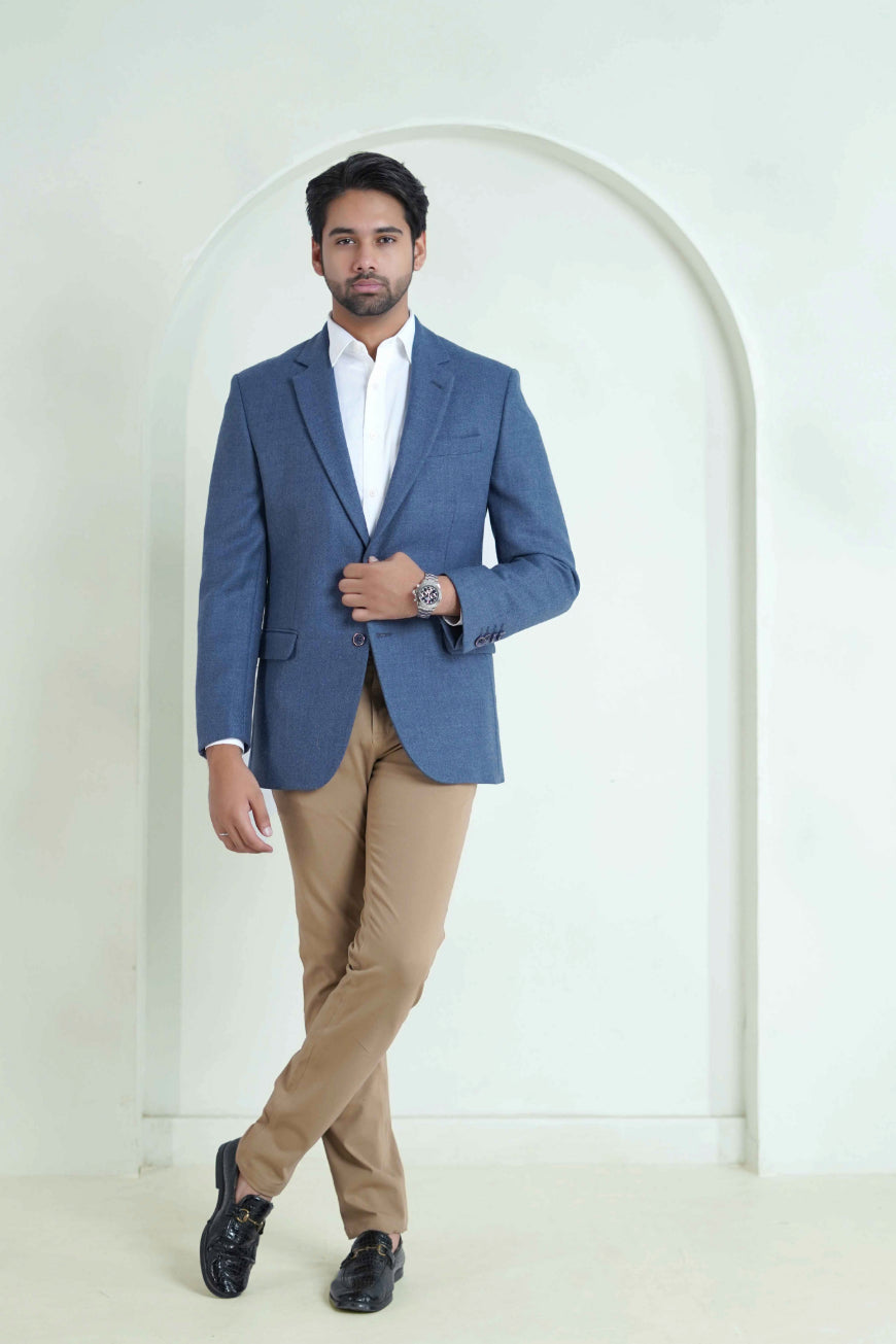 Sky Blue Blazer - Plain Tweed tailored jacket