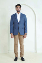 Sky Blue Plain Tweed Blazer (SKU: 2210-00220-030-0-006) - Worsted wool classic