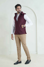 2560-00220-070-0-000 L-High Neck Hoodies Worsted Tweed Wool Rich Maroon Winter 2