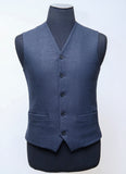 Textured-Blue, Worsted Tweed Wool Rich Waist Coat
