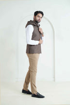 2560-00220-040-1-004 L-High Neck Hoodies Worsted Tweed Wool Rich Brown Winter 2