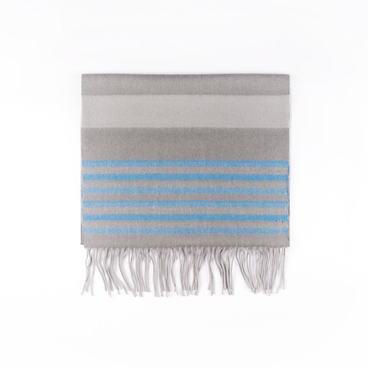 Stripes-Grey & Turquoise, Size: 35x200, Pure Wool Scarf