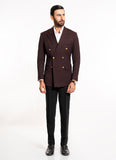 Plain-Maroon, Wool Rich Double Breasted Classic Blazer