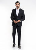 Bird's Eye Textured-Black, Pure Wool Classic Suits