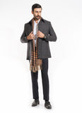 Glen Plaid Checks-Charcoal Grey, Wool Rich Worsted Tweed Double Collar Jacket