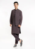 End on End Textured-Greyish Maroon, Poly Viscose Eastern Wear Suit
