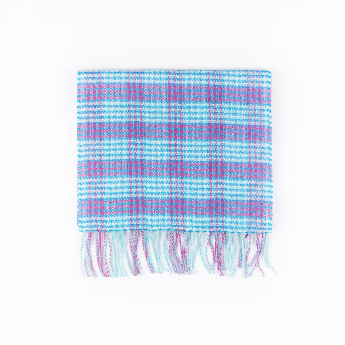 Checks-Turquoise & Red, Size: 30x164, Wool Cashmere Scarf