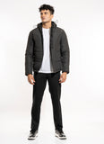 Plain-Dark Grey, Nylon Parachute Bubble Zipper Jacket with Hoodie