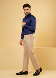 Plain Satin-Darker Blue, 100% Super Fine Cotton Formal Shirts