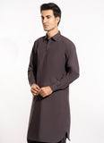 End on End Textured-Greyish Maroon, Poly Viscose Shalwar Kameez