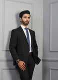 Textured-Black, Wool Blend Stretch Classic Suit