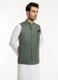 Plain-Green, S 100s Pure Wool Gaberdine Waist Coats