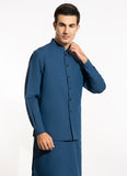 End on End Textured-Prussian Blue, Poly Viscose Eastern Wear Suit