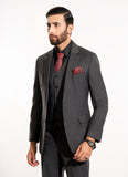 Thin Stripes-Charcoal Grey, Wool Rich 3 Pc Suits