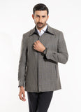 Glen Plaid Checks-Iron Grey, Wool Rich Worsted Tweed Double Collar Jacket