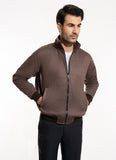 Windowpane Checks-Brown, Cotton Fleece Sublimation Bomber Jacket