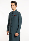 End on End Textured-Greenish Grey, Poly Viscose Eastern Wear Suit