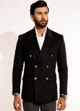 Plain-Charcoal Grey, Regular Fit, Wool Blend Fleece, Double Breasted Blazers