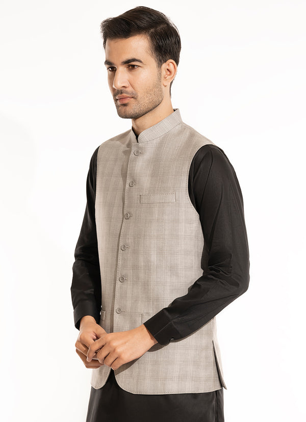 Waist Coat - Linwool Grey Checks