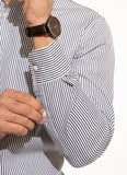 Awning Stripes-Dark Grey, 100% Super Fine Cotton Formal Shirts
