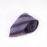 Stripes-Navy Blue & Orange on Indigo, Pure Silk Neck Ties