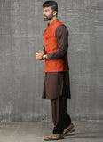 Waist Coat - Jamawar Maroon Design