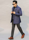 Birdseye Texture-Ink Blue, Merino Wool Rich Double Jacket